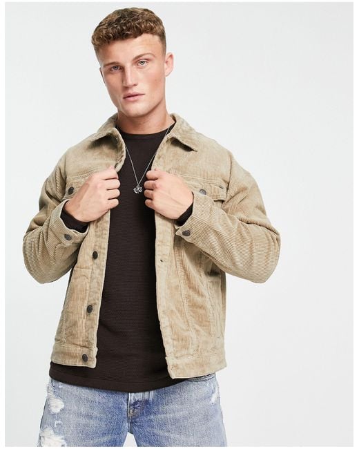 Only & Sons Cotton Oversized Cord Jacket in Natural for Men | Lyst