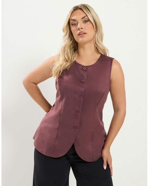 Yours Clothing Purple Suedette Waistcoat