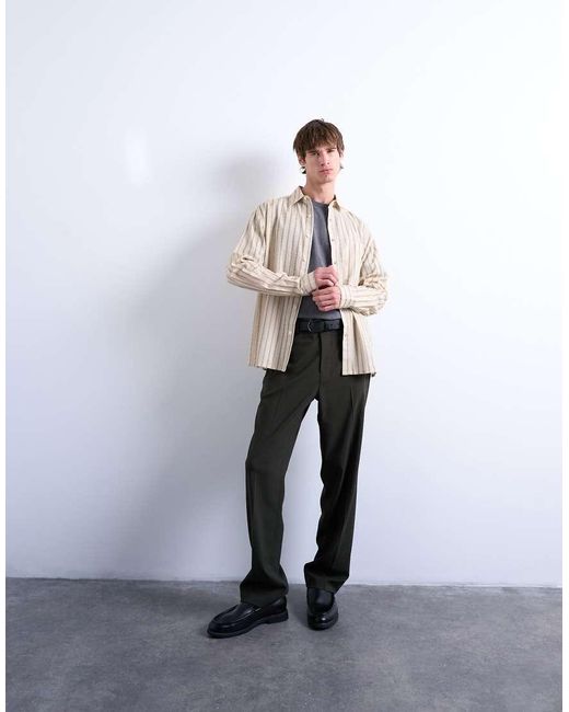 Camisa A Rayas Holgada De Manga Larga De -Neutro Topman de hombre de color Gray