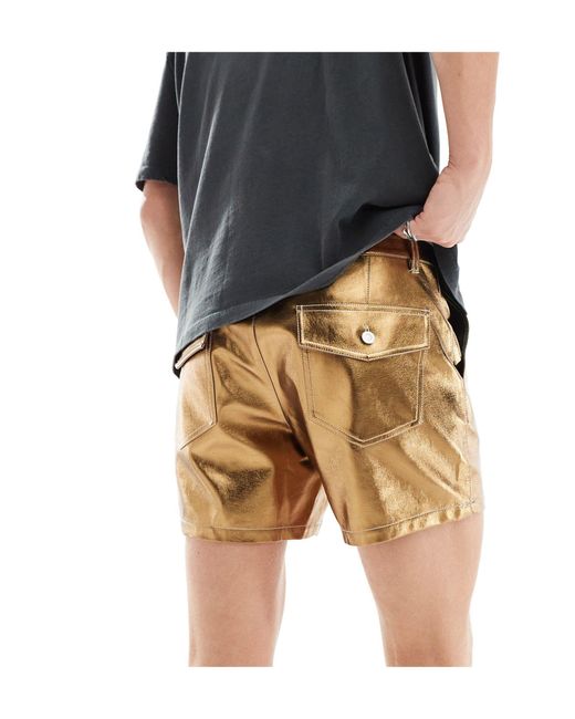 ASOS Metallic Slim Shorter Length Shorts for men
