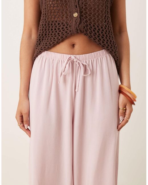 Pantalon à enfiler en lin mélangé - poudré ASOS en coloris Pink