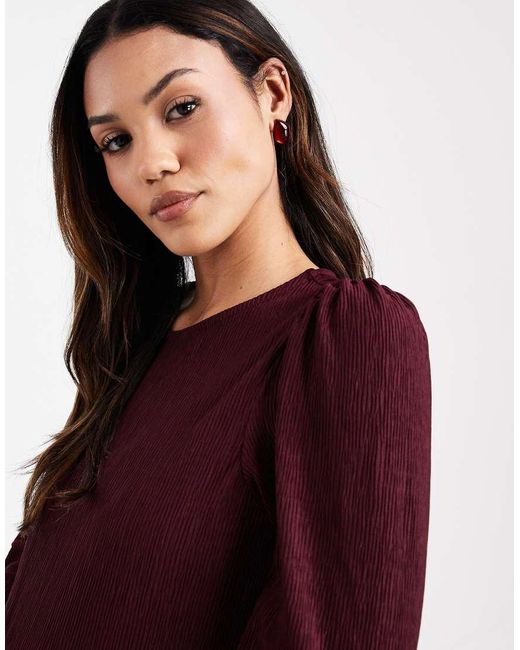 Vero Moda Red Vero Moda Materniy Plisse Blouson Sleeve Mini Dress