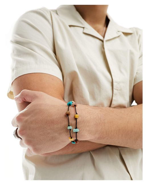 ASOS Blue Cord Bracelet With Stone Chips for men