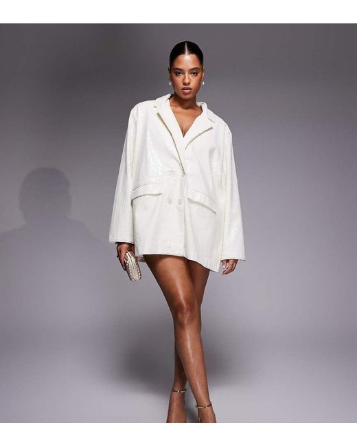 ASOS Gray Curve Oversized Sequin Blazer Dress