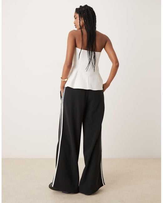 Adidas Originals White 3 Stripe Wide Leg Joggers