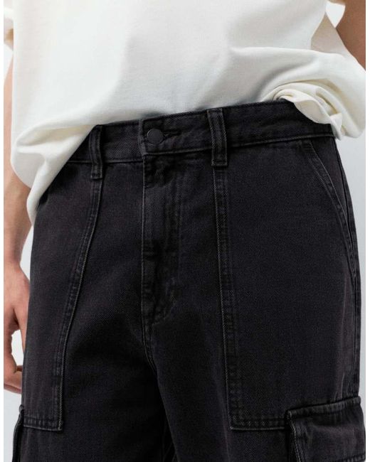 Pull&Bear White baggy Cargo Jeans for men