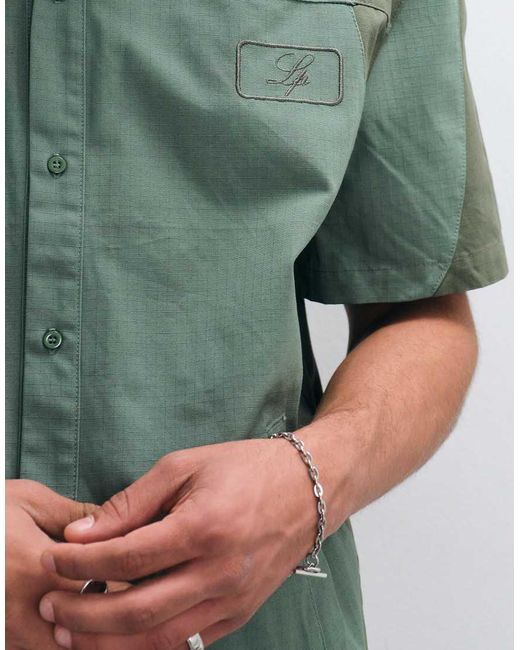 Liquor N Poker Green Panel Detail Motocross Shirt for men