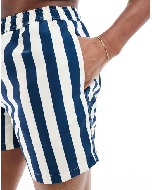 New Look Blue Tom Striped Swim Shorts for men