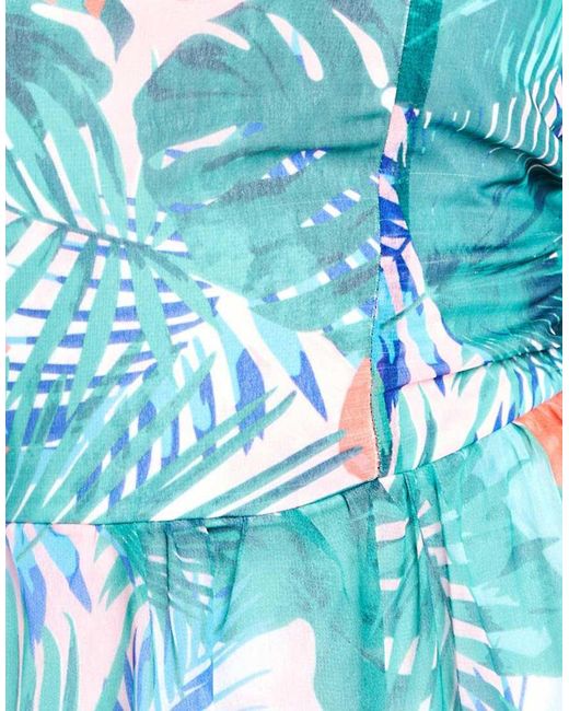 Goddiva Blue Boobtube Printed Maxi