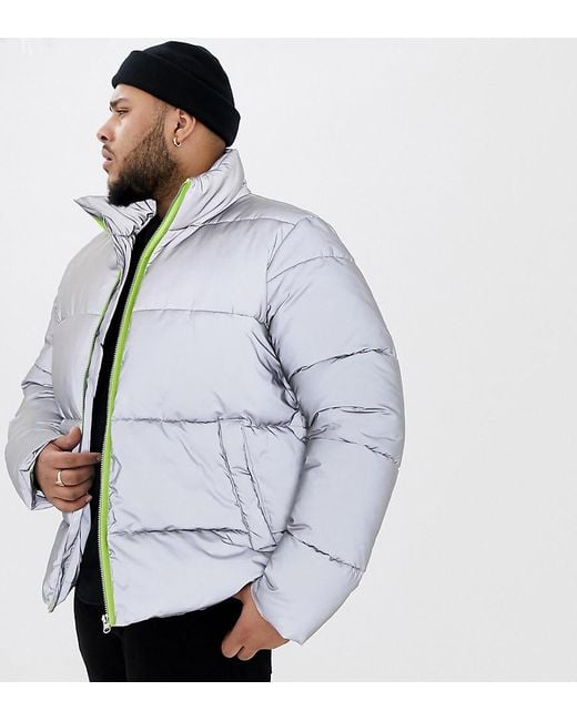ASOS Metallic Plus Reflective Puffer Jacket for men