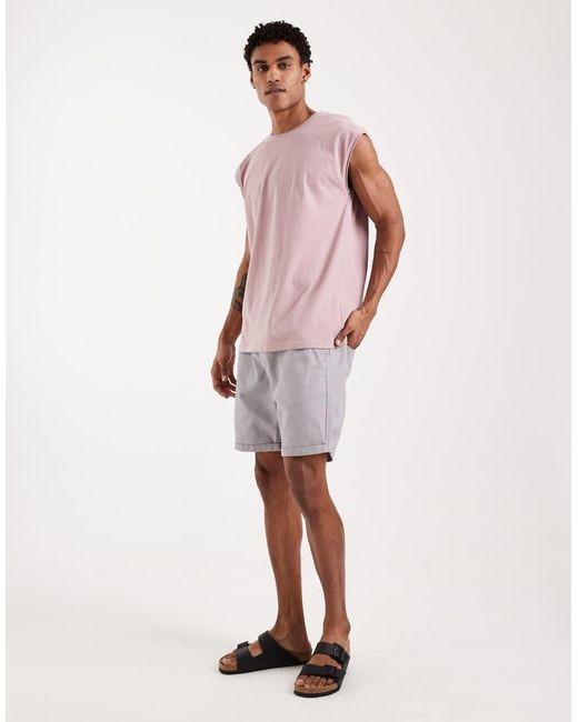 Brave Soul Pink Oversized Tank Vest for men