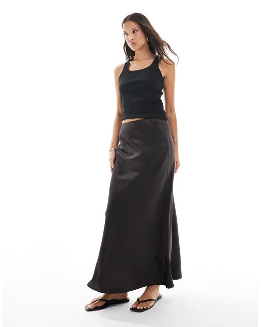 Vero Moda Midi-Sliprok Van Schuin Gesneden Satijn in het Black