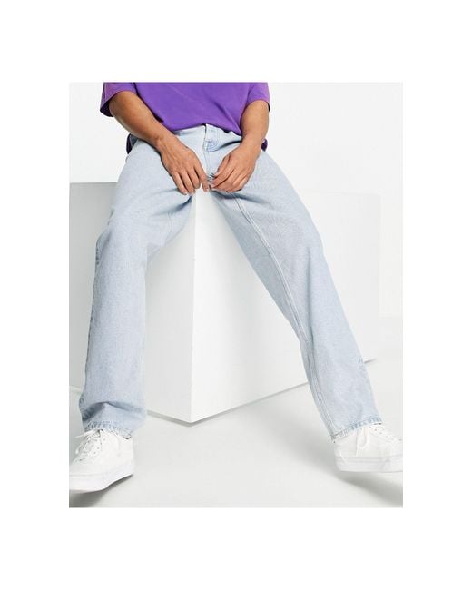ASOS Denim baggy Jeans With Double Pleat And Elastic Waist Detail-blue for  Men | Lyst Canada