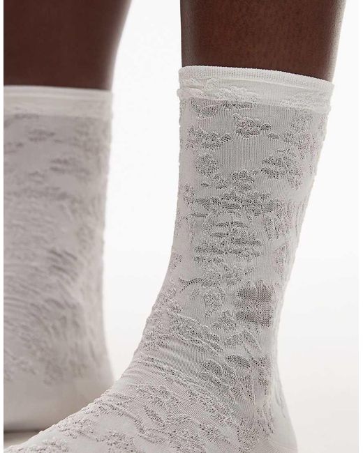 & Other Stories Gray Leopard Embroidery Ankle Socks