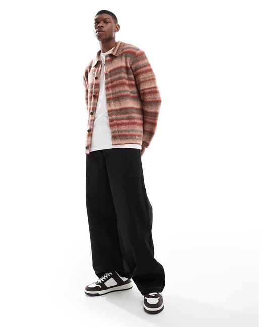 River Island Red Brushed Stripe Cardigan for men