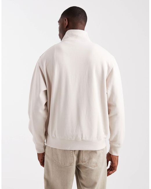 Jack & Jones White Oversized 1/4 Zip Sweatshirt for men