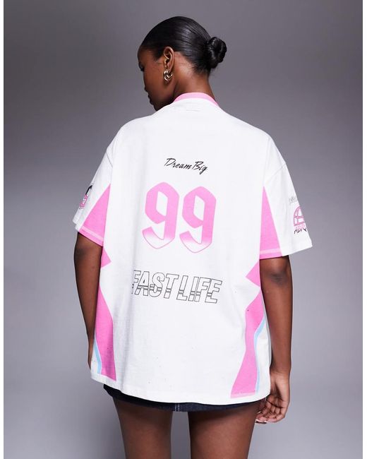 Abrand Jeans White Abrand 'Living The Dream' Oversized Tee