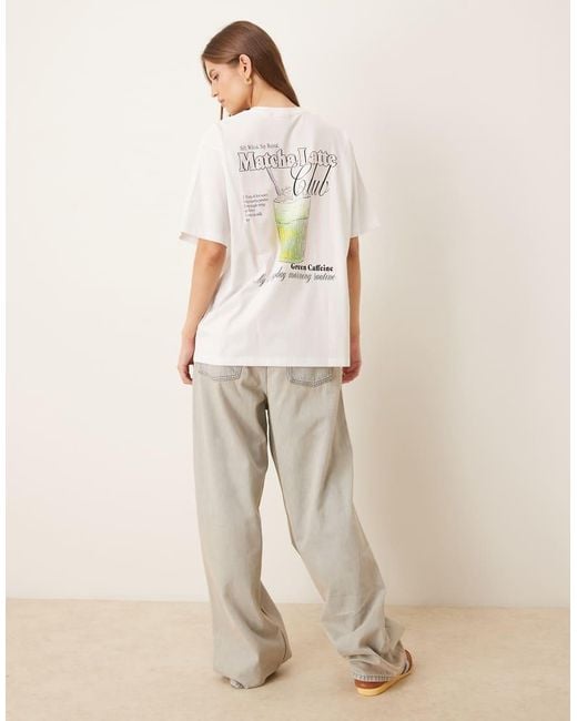JJXX White Oversized Tee With Matcha Back Print