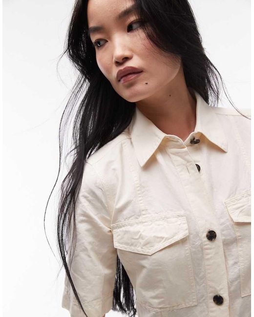 ARKET Natural Mini Shirt Dress With Front Patch Pockets