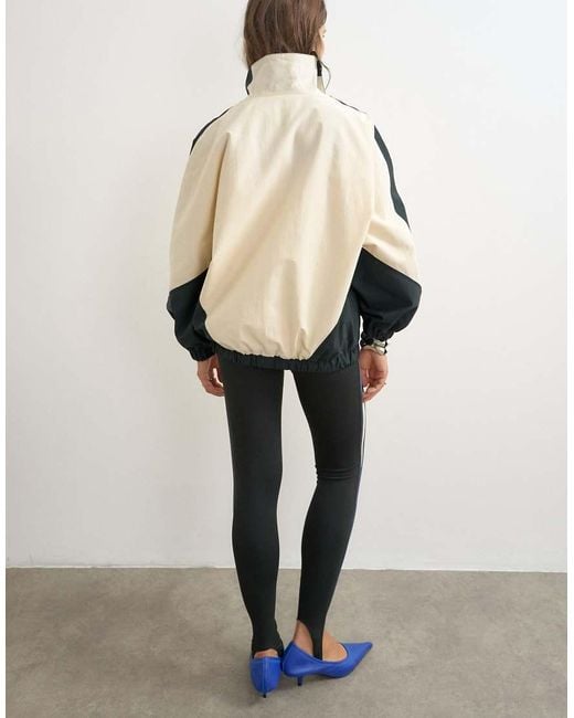 TOPSHOP Natural Colour Block Funnel Neck Jacket