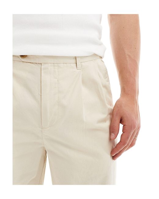 SELECTED Natural Relaxed Fit Crop Trousers for men