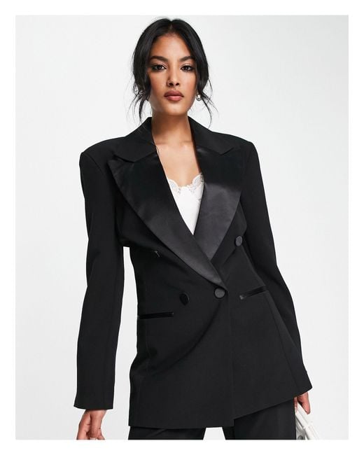 ASOS Double Breasted Tux Suit Blazer in Black | Lyst