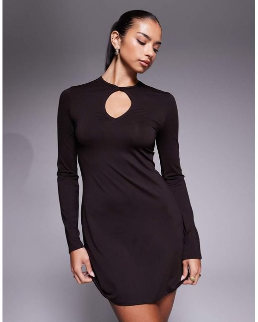 ASOS Purple Long Sleeve Keyhole Cut Out Mini Dress