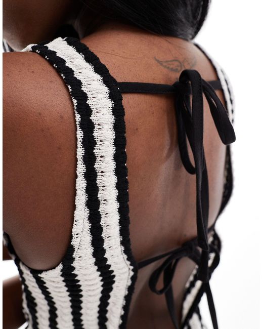 ASOS White Crochet Look Stripe Maxi Dress