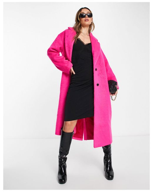 Manteau habillé effet brossé ASOS en coloris Rose | Lyst