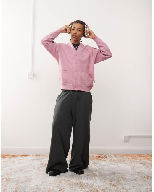 Aape By A Bathing Ape Pink Aape By A Bathing Ape Logo Button Up Cardigan for men