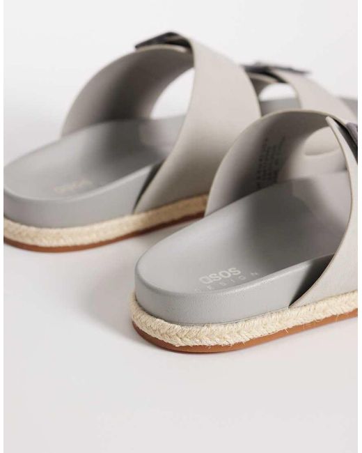ASOS White Two Strap Sandals With Buckles for men