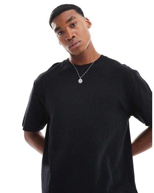 Camiseta Negra Extragrande Texturizada De Threadbare de hombre de color Black