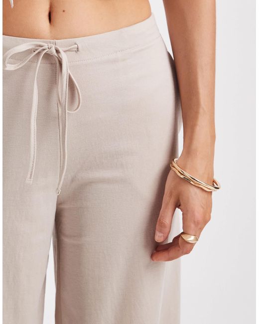 ONLY Natural Wide Leg Pull On Pants