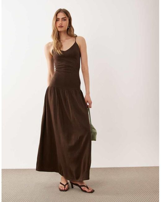 Mango Natural Scoop Neck Strappy Drop Waist Maxi Dress