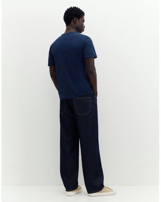 Pull&Bear Slim-Fit Basic T-Shirt in het Blue voor heren