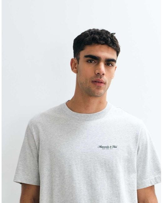 Abercrombie & Fitch White Script Logo Short Sleeve T-shirt for men
