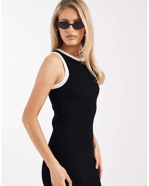 New Look Black Tipped Knitted Maxi Dress