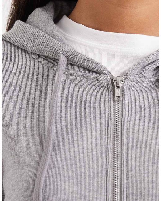 ASOS White Fine Knitted Shrunken Zip Through Hoodie