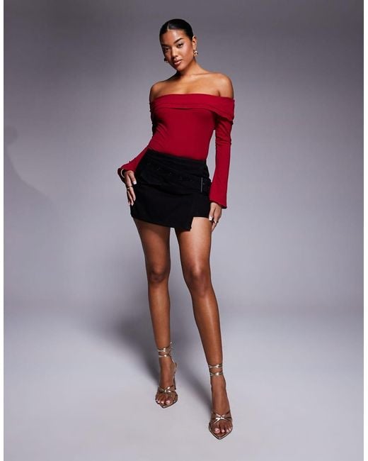 Princess Polly Red Wrap Buckle Detail Mini Skirt