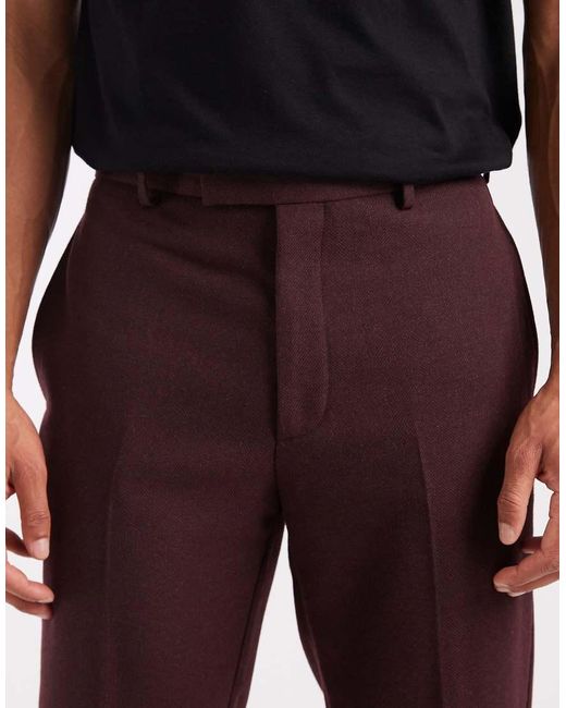 ASOS Natural Smart Wool Mix Tapered Trousers for men