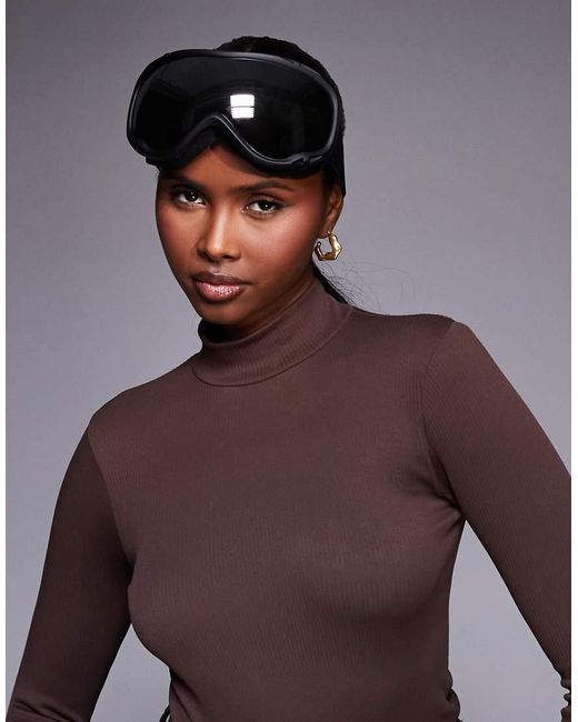 Maschera Da Sci Nera Con Montatura Nera di Threadbare in Brown