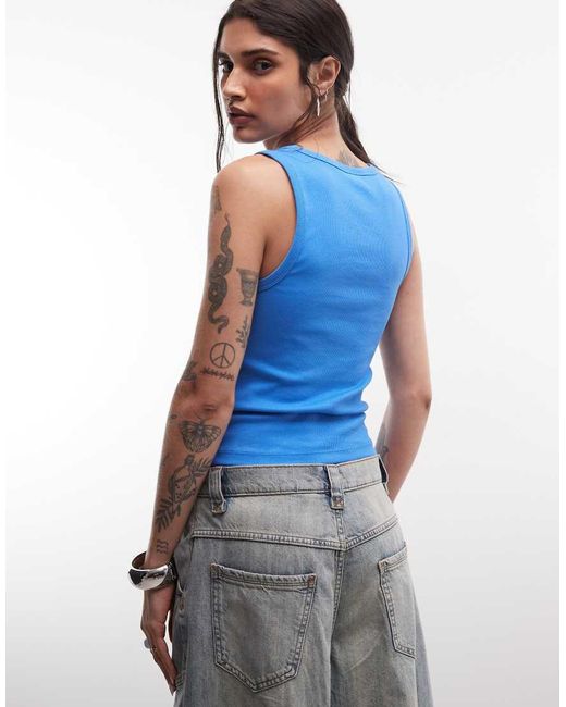 ASOS Blue Thick Binding Rib Scoop Neck Vest