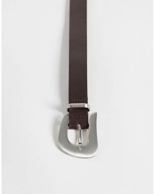 ASOS Gray Waist And Hip Belt With Abstract Buckle