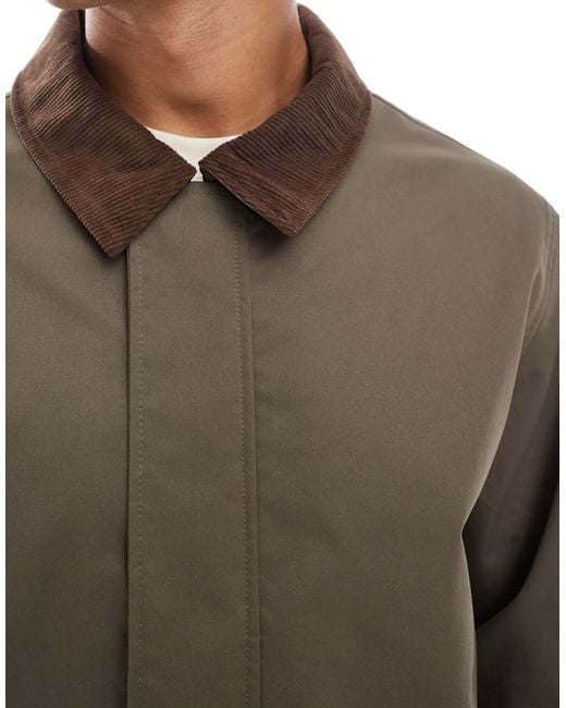Jack & Jones Gray Harrington Jacket With Cord Collar for men