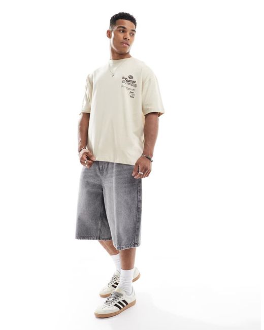 Camiseta Beis Extragrande Con Estampado Gráfico De Dibujo De -Neutro ASOS de hombre de color White