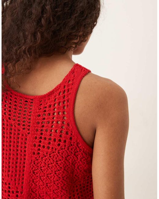 Jdy Gehaakte Mouwloze Top in het Red