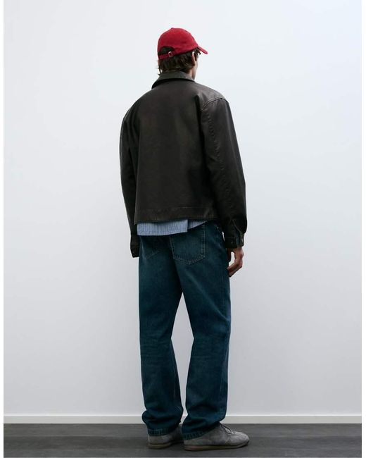 Pull&Bear Jack Van Imitatieleer in het Gray voor heren