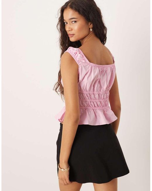 Glamorous Pink Gathered Milkmaid Top