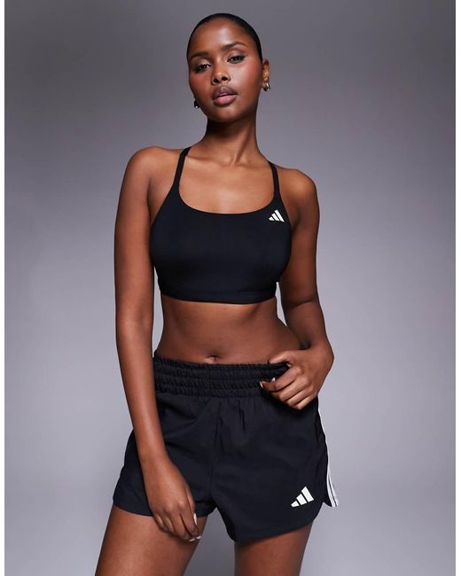 Adidas Originals Blue Adidas Training Optime Light Support Sports Bra