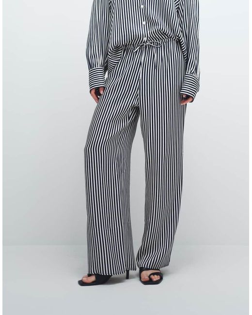 ASOS White Satin Wide Leg Pull On Trouser